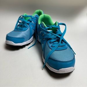 Nike Youth Blue and Green Revolution 2 Sneakers - Size 3.5